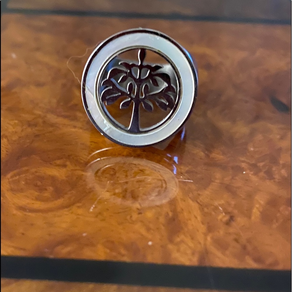 Tree of Life Stainless Steel / Peral Ring